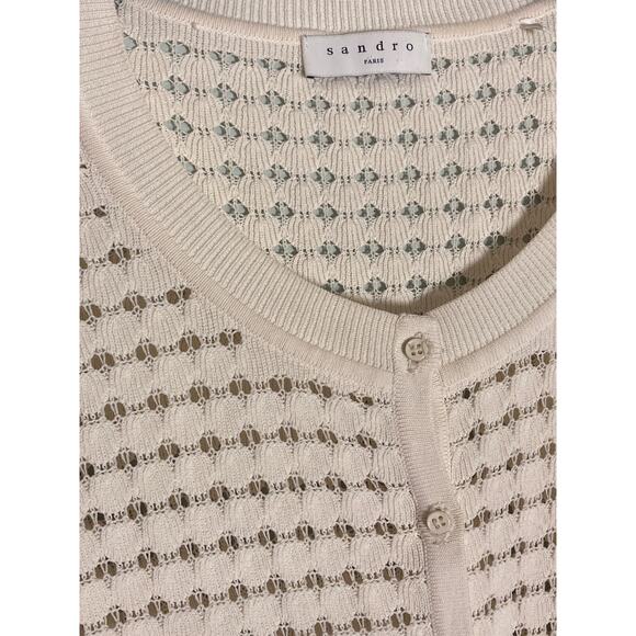 Sandro Cardigan Cropped Sweater Lace Crochet Lovely & Sweet ~ Sz 2 Small - Picture 6 of 10